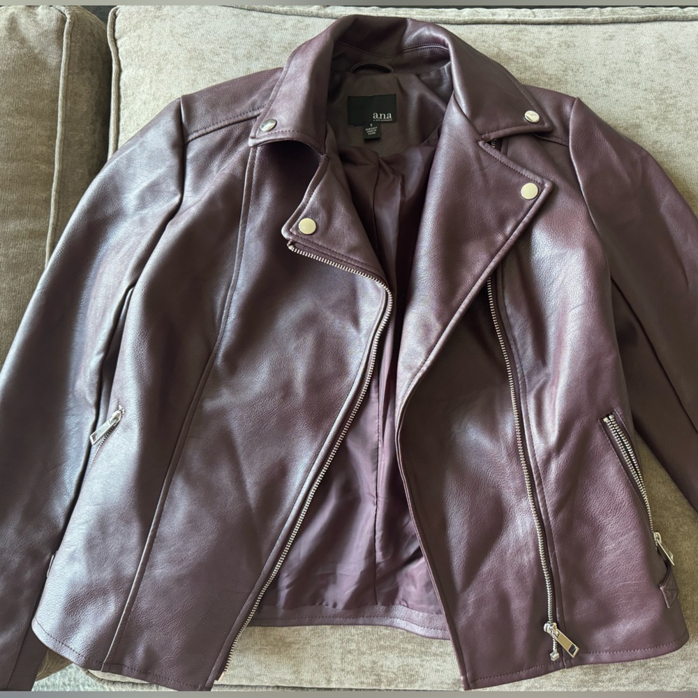 a.n.a Purple Leather Jacket Classic Style